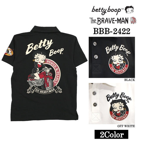THE BRAVEMAN×BETTY BOOP ベティ・ブープ ベア天竺 半袖ポロシャツ bbb-2422