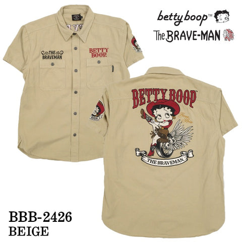 THE BRAVEMAN×BETTY BOOP ベティ・ブープ デニム半袖シャツ bbb-2426
