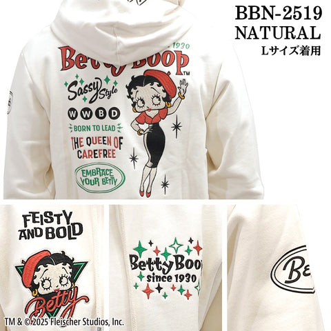 BETTY BOOP NEVERMIND HOODIE SWEATSHIRT F/Z PARKA ベティーブープ ネバーマインド 裏毛 パーカー bbn-2519