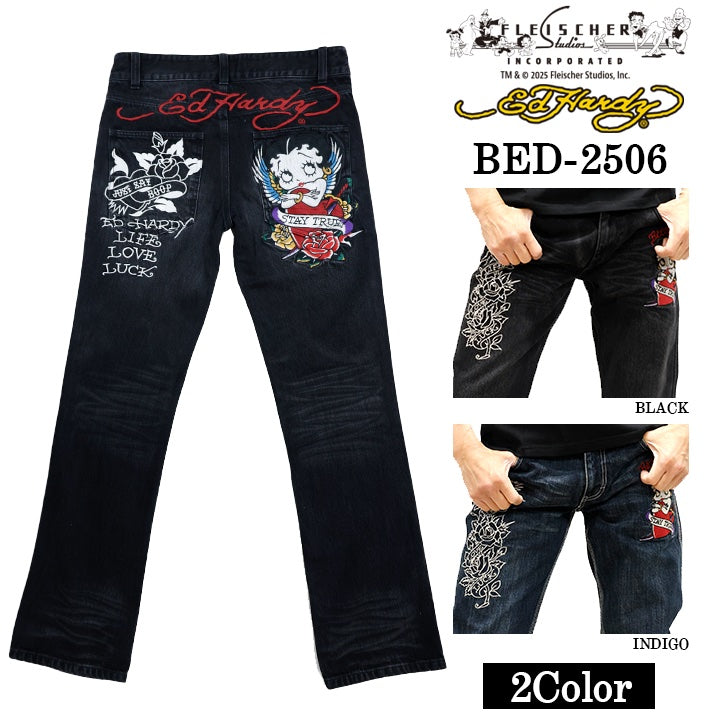 Ed Hardy×BETTY BOOP エドハーディー ベティ コラボ 刺繍 デニムパンツ