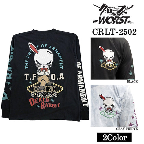 CROWS×WORST TEE L/S T-SHIRT DEATH RABBIT クローズ ワースト 武装戦線 デスラビット 天竺 長袖Tシャツ ロンTEE crlt-2502