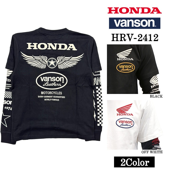 HONDA VANSON ホンダ バンソン コラボ 天竺 フェイクロンTEE 長袖 T