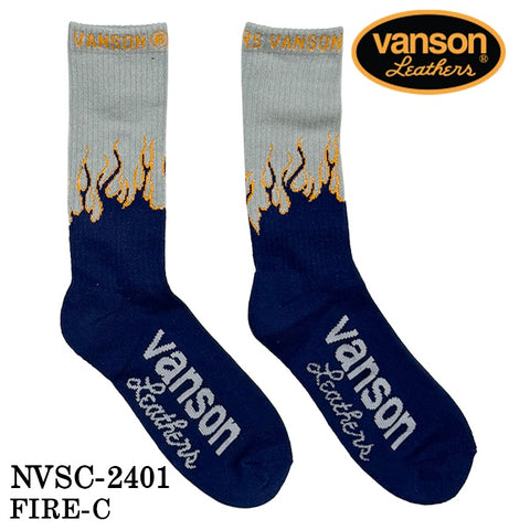 VANSON バンソン ジャカード ソックス 靴下 nvsc-2401