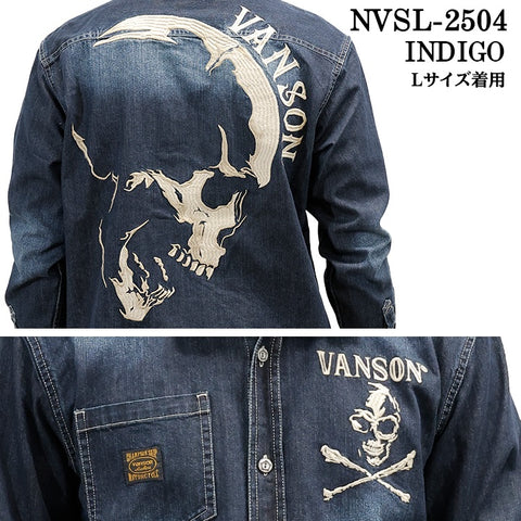 VANSON TWILL L/S SHIRT バンソン ツイル 長袖シャツ nvsl-2504