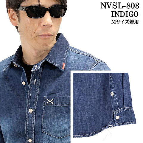 VANSON L/S SHIRT バンソン 長袖シャツ ワンポイント シャツ nvsl-803-nc3