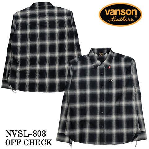 VANSON L/S SHIRT バンソン 長袖シャツ ワンポイント シャツ nvsl-803-nc3