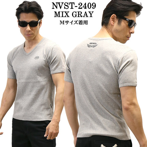 VANSON バンソン テレコ Vネック 半袖Tシャツ nvst-2409