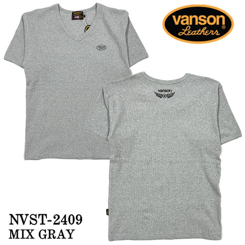 VANSON バンソン テレコ Vネック 半袖Tシャツ nvst-2409