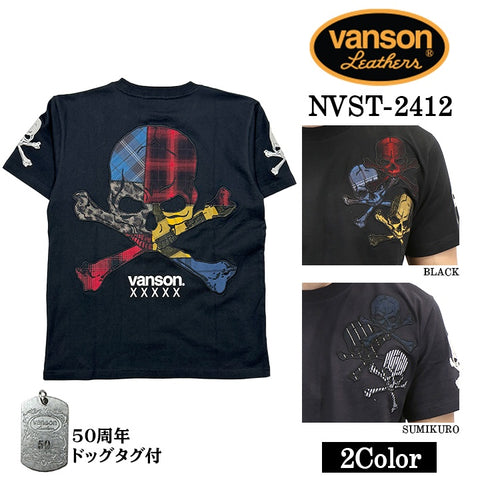 VANSON バンソン 50周年記念モデル 天竺 半袖Tシャツ nvst-2412