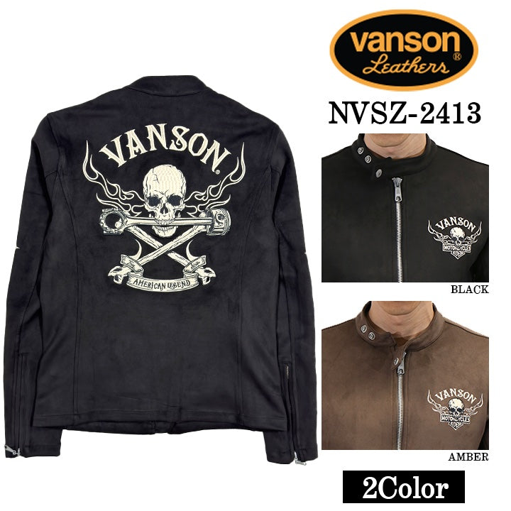 VANSON バンソン 起毛 プレーティング ライダース ジャケット メンズ