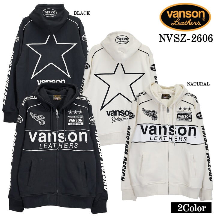 VANSON HOODIE F/Z PARKA バンソン フーディ 裏毛 パーカー スター