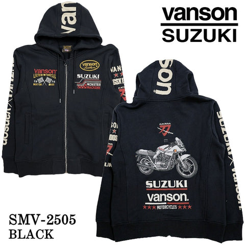SUZUKI VANSON SWEATSHIRT F/Z PARKA HOODIE スズキ バンソン コラボ 裏毛 スウェット プルパーカー smv-2505