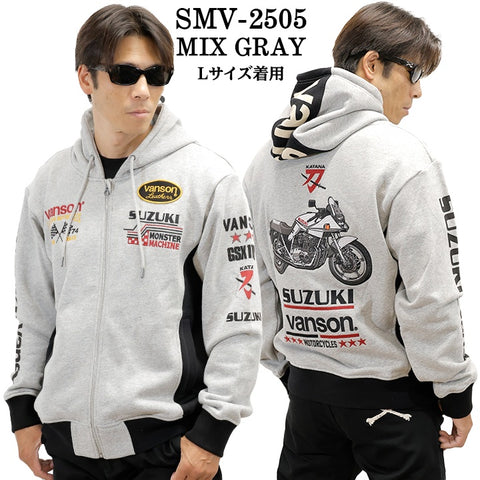 SUZUKI VANSON SWEATSHIRT F/Z PARKA HOODIE スズキ バンソン コラボ 裏毛 スウェット プルパーカー smv-2505