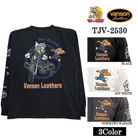 VANSON TOM&JERRY TEE L/S T-SHIRT バンソン トムとジェリー コラボ 天竺 ロンTEE 長袖Tシャツ tjv-2530