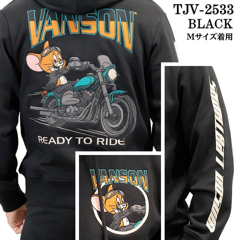 VANSON×TOM&JERRY SWEATSHIRT PARKA HOODIE バンソン トムとジェリー コラボ 裏毛 F/Zパーカー tjv-2533