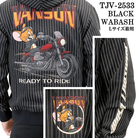 VANSON×TOM&JERRY SWEATSHIRT PARKA HOODIE バンソン トムとジェリー コラボ 裏毛 F/Zパーカー tjv-2533