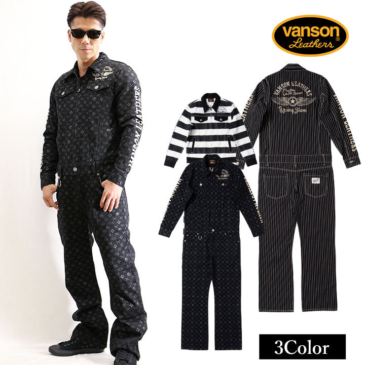 VANSON（バンソン）デニム刺繍オールインワン つなぎ フライングスター