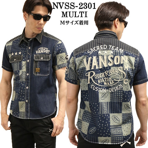 VANSON バンソン デニムシャツ 半袖シャツ nvss-2301