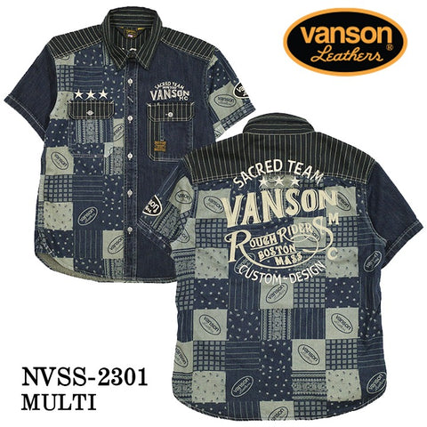 VANSON バンソン デニムシャツ 半袖シャツ nvss-2301