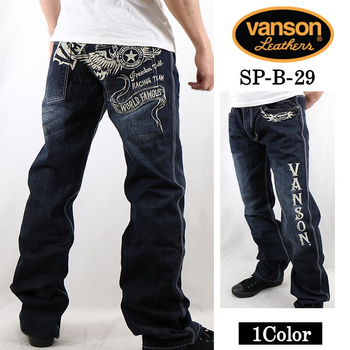 VANSON（バンソン）スキニーデニムパンツ VANSON バンソン ロゴ ワイド
