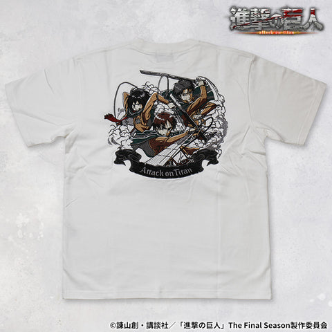 進撃の巨人 天竺 Tシャツ 半袖Tee エレン＆ミカサ sgk-2505