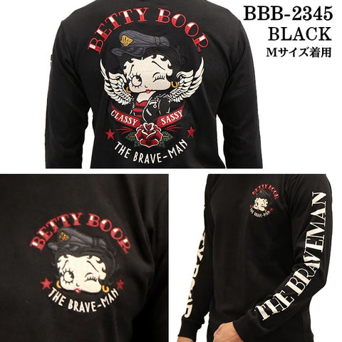 THE BRAVEMAN×BETTY BOOP ベティーブープ OE天竺長袖Tシャツ ロンTEE bbb-2345