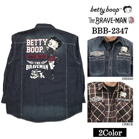 THE BRAVEMAN×BETTY BOOP ベティ・ブープ オーバーサイズ 長袖シャツ bbb-2347