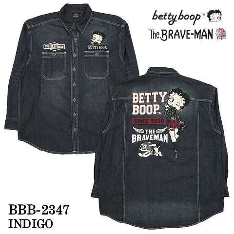 THE BRAVEMAN×BETTY BOOP ベティ・ブープ オーバーサイズ 長袖シャツ bbb-2347