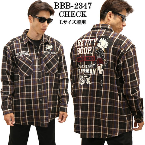 THE BRAVEMAN×BETTY BOOP ベティ・ブープ オーバーサイズ 長袖シャツ bbb-2347