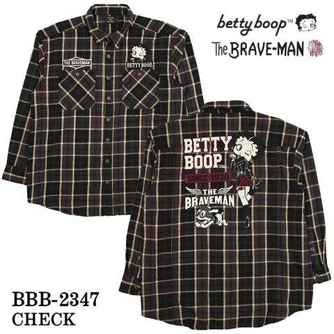 THE BRAVEMAN×BETTY BOOP ベティ・ブープ オーバーサイズ 長袖シャツ bbb-2347