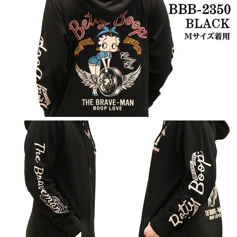 THE BRAVEMAN×BETTY BOOP ベティーブープ 天竺 フルZIP ロングパーカー bbb-2350