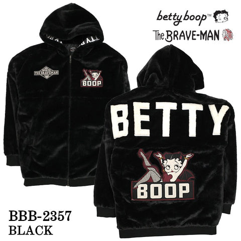 THE BRAVEMAN×BETTY BOOP ベティーブープ ロング丈 ファージャケット パーカー bbb-2357