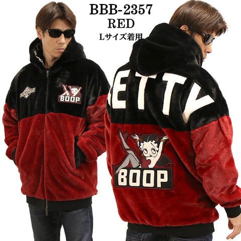 THE BRAVEMAN×BETTY BOOP ベティーブープ ロング丈 ファージャケット パーカー bbb-2357