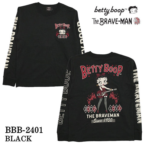 THE BRAVEMAN×BETTY BOOP ベティーブープ 天竺 長袖Tシャツ ロンTEE bbb-2401