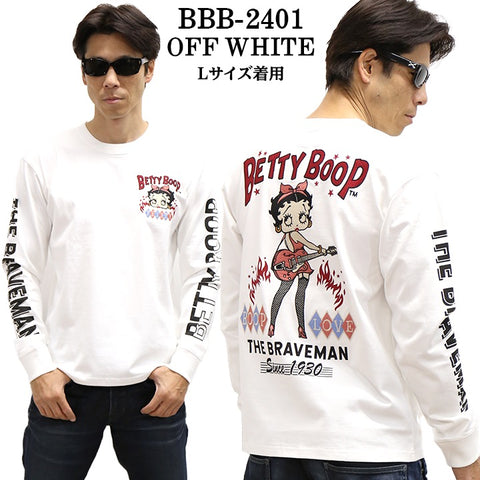 THE BRAVEMAN×BETTY BOOP ベティーブープ 天竺 長袖Tシャツ ロンTEE bbb-2401