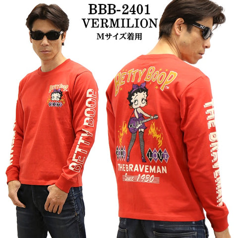 THE BRAVEMAN×BETTY BOOP ベティーブープ 天竺 長袖Tシャツ ロンTEE bbb-2401