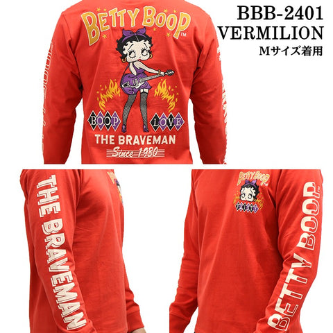 THE BRAVEMAN×BETTY BOOP ベティーブープ 天竺 長袖Tシャツ ロンTEE bbb-2401