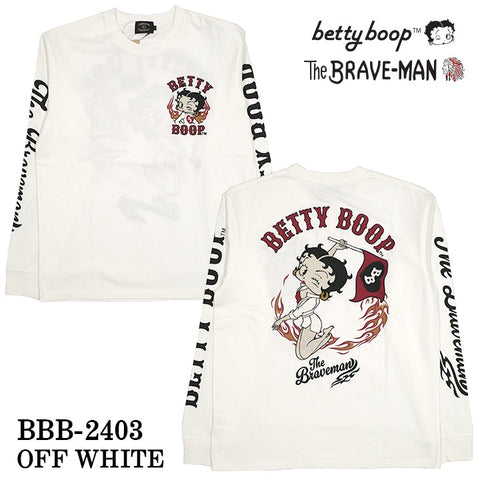 THE BRAVEMAN×BETTY BOOP ベティーブープ 天竺 長袖Tシャツ ロンTEE bbb-2403