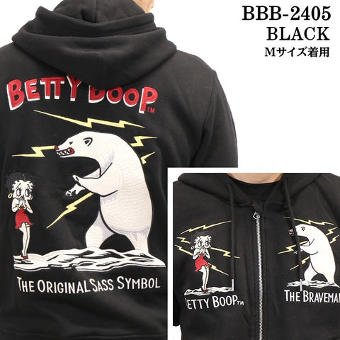 THE BRAVEMAN×BETTY BOOP ブレイブマン ベティ・ブープ 裏毛フルジップパーカー bbb-2405