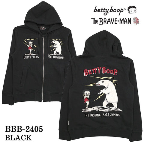 THE BRAVEMAN×BETTY BOOP ブレイブマン ベティ・ブープ 裏毛フルジップパーカー bbb-2405