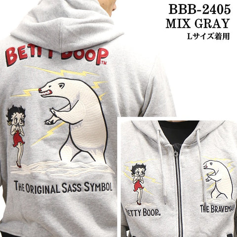 THE BRAVEMAN×BETTY BOOP ブレイブマン ベティ・ブープ 裏毛フルジップパーカー bbb-2405