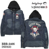 THE BRAVEMAN×BETTY BOOP ブレイブマン ベティ・ブープ コラボ 脱着フード付き ライダースジャケット bbb-2406