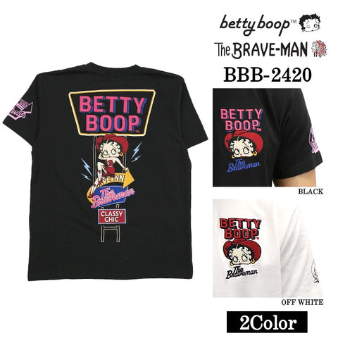 THE BRAVEMAN×BETTY BOOP ベティ・ブープ ベア天竺 半袖Tシャツ bbb-2420
