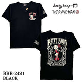 THE BRAVEMAN×BETTY BOOP ブレイブマン ベティーブープ コラボ テレコ Vネック 半袖Tシャツ bbb-2421