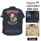 THE BRAVEMAN×BETTY BOOP ベティ・ブープ デニム半袖シャツ bbb-2426