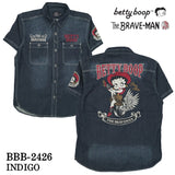 THE BRAVEMAN×BETTY BOOP ベティ・ブープ デニム半袖シャツ bbb-2426