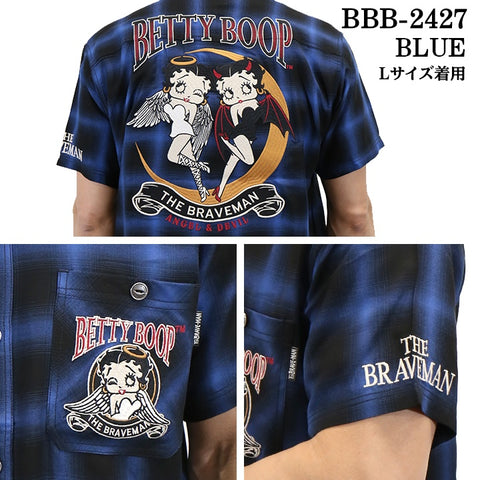 THE BRAVEMAN×BETTY BOOP ベティ・ブープ チェック 半袖シャツ bbb-2427