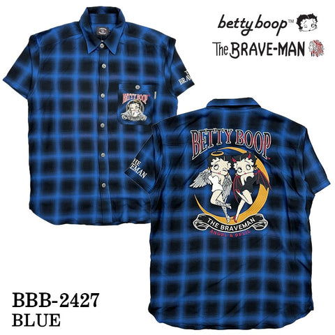THE BRAVEMAN×BETTY BOOP ベティ・ブープ チェック 半袖シャツ bbb-2427