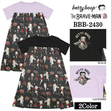 THE BRAVEMAN×BETTY BOOP ベティーブープ 布帛切替天竺半袖ロングワンピース bbb-2430