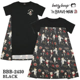 THE BRAVEMAN×BETTY BOOP ベティーブープ 布帛切替天竺半袖ロングワンピース bbb-2430